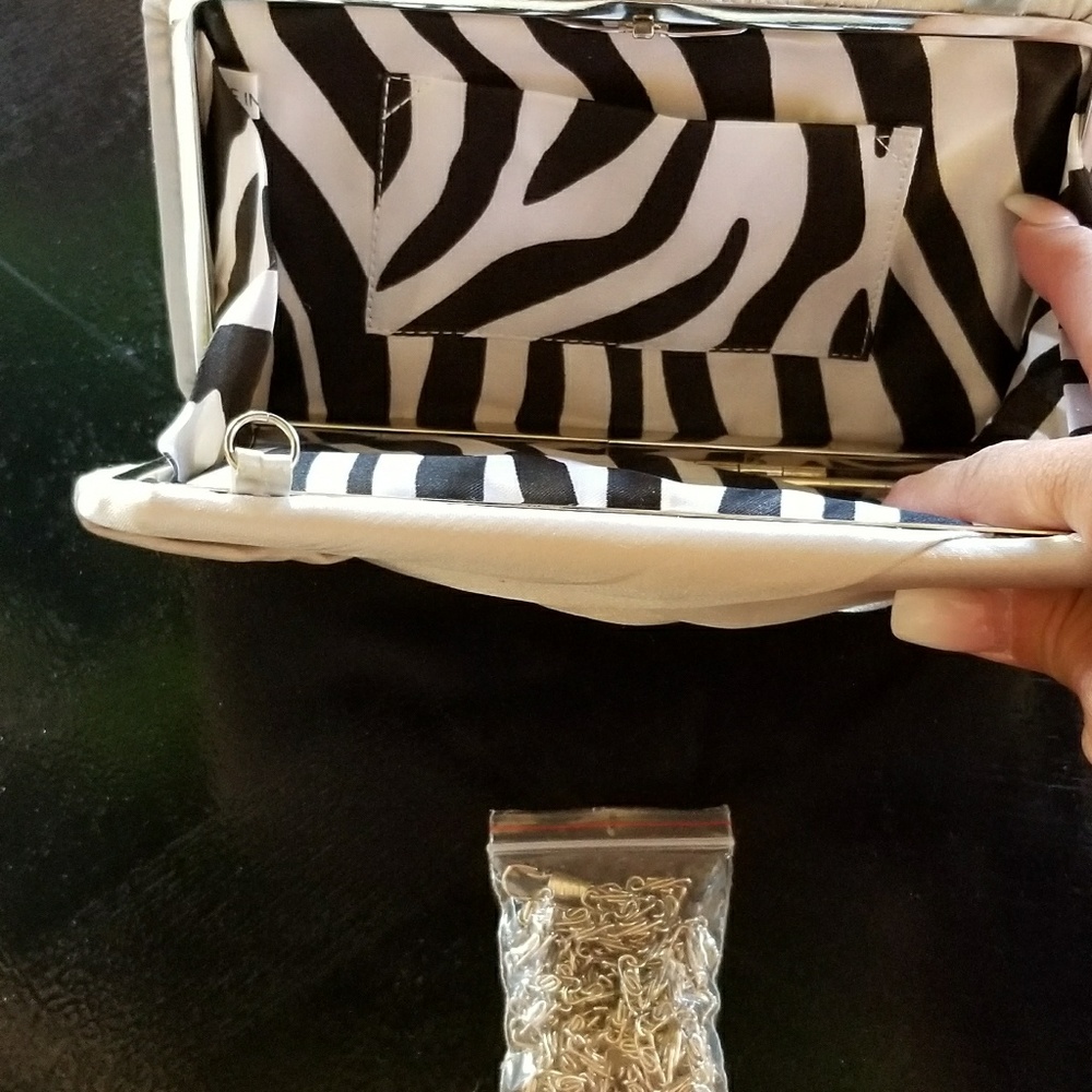 Beautiful Silver Satin Evening Clutch.  New!